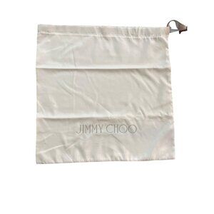 Jimmy Choo White Drawstring Dust Bag 14" X 13.75" For Shoes Or Accessories